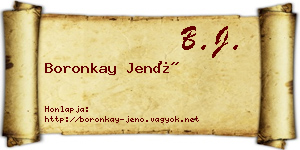 Boronkay Jenő névjegykártya